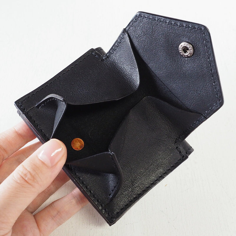 ANNAK Small Wallet Compact Trifold Mini Wallet Tochigi Leather Black [AK20TA-B0004-BLK] 