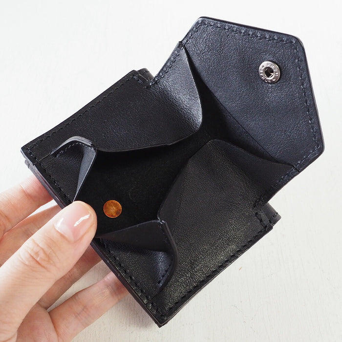 ANNAK(アナック) 小さい財布 コンパクト 三つ折り ミニウォレット 栃木レザー ブラック [AK20TA-B0004-BLK]