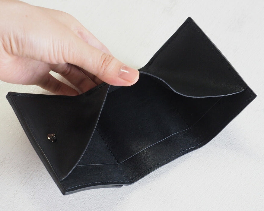 ANNAK Small Wallet Compact Trifold Mini Wallet Tochigi 皮革 黑色 [AK20TA-B0004-BLK] 