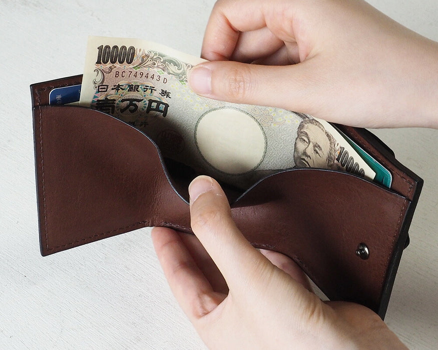 ANNAK Small Wallet Compact Trifold Mini Wallet Tochigi 皮革 深棕色 [AK20TA-B0004-DBR] 