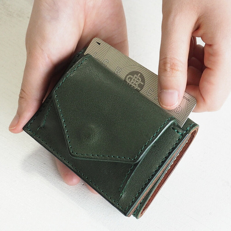 ANNAK Small Wallet Compact Trifold Mini Wallet Tochigi Leather Green [AK20TA-B0004-GRN] 