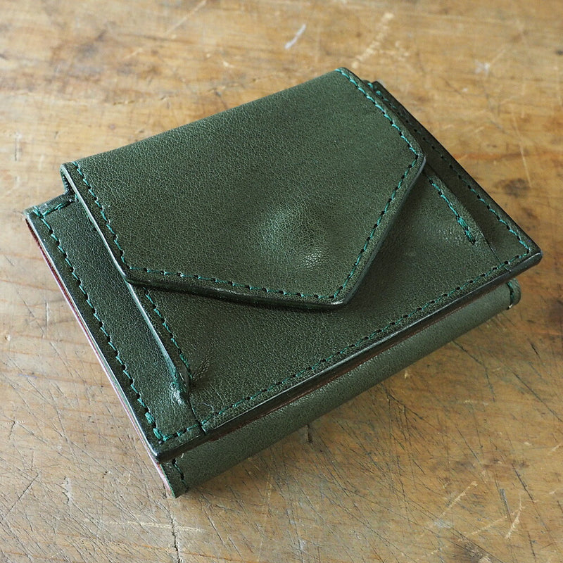 ANNAK Small Wallet Compact Trifold Mini Wallet Tochigi Leather Green [AK20TA-B0004-GRN] 