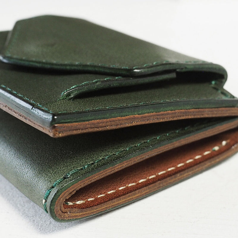 ANNAK Small Wallet Compact Trifold Mini Wallet Tochigi Leather Green [AK20TA-B0004-GRN] 