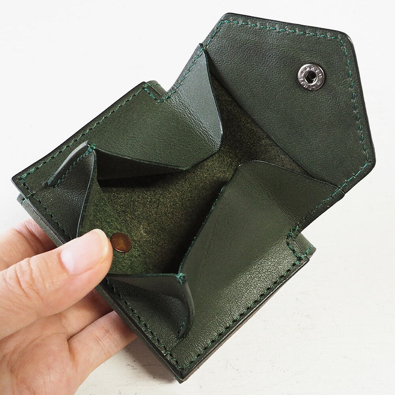 ANNAK Small Wallet Compact Trifold Mini Wallet Tochigi Leather Green [AK20TA-B0004-GRN] 