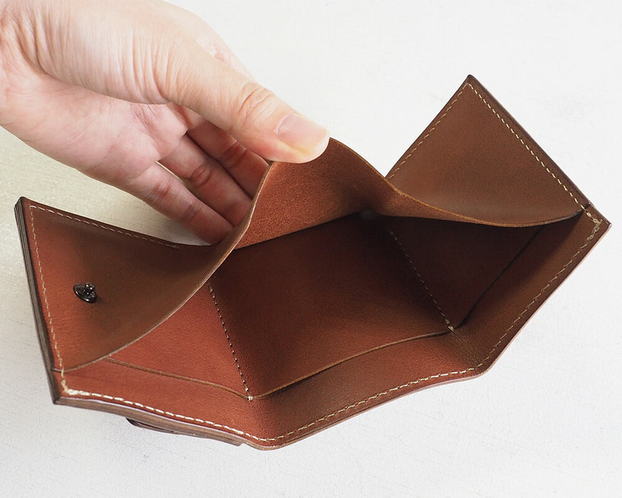 ANNAK(アナック) 小さい財布 コンパクト 三つ折り ミニウォレット 栃木レザー ベージュ [AK20TA-B0004-BEG]