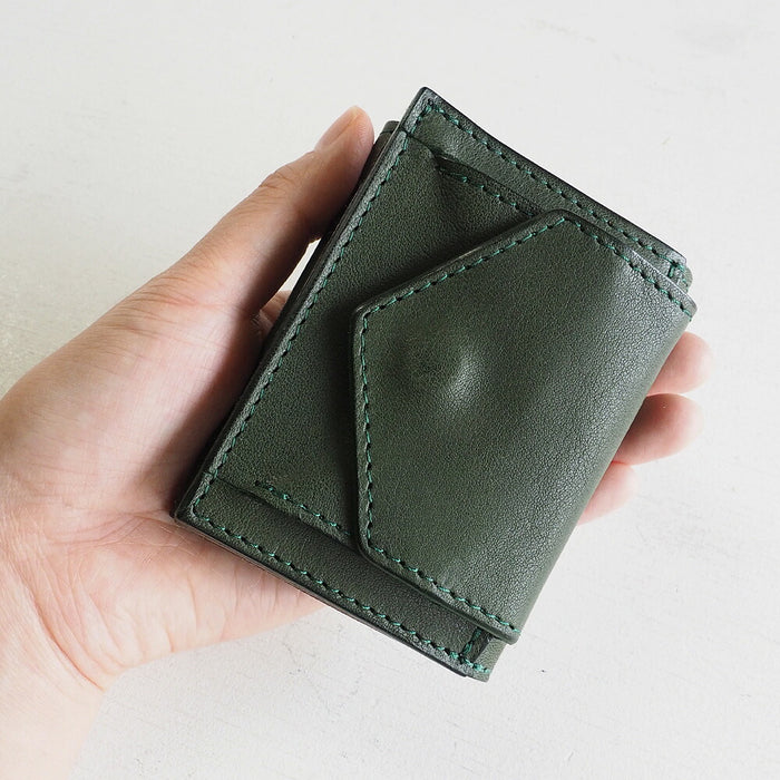 ANNAK Small Wallet Compact Trifold Mini Wallet Tochigi Leather Green [AK20TA-B0004-GRN] 