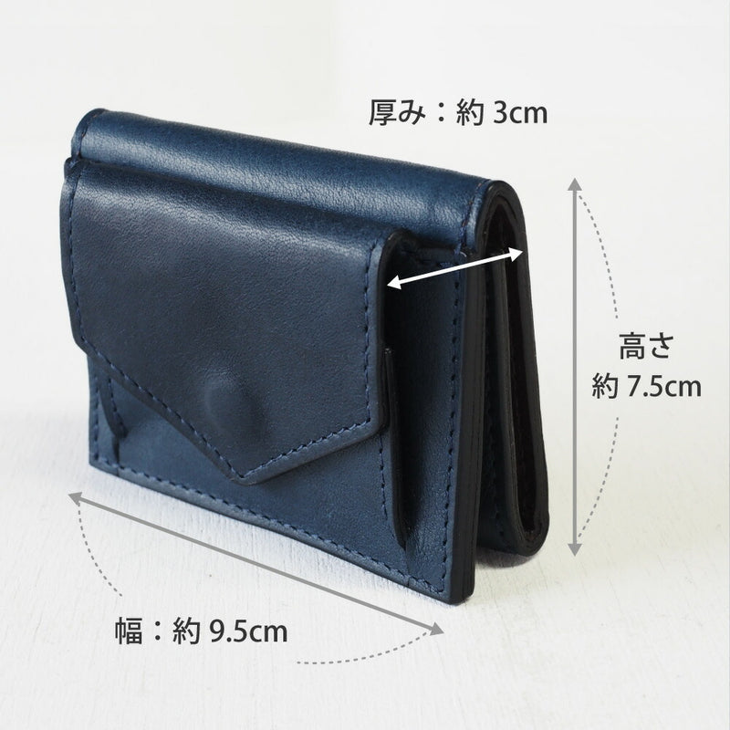 ANNAK Small Wallet Compact Trifold Mini Wallet Tochigi Leather Navy [AK20TA-B0004-NVY] 