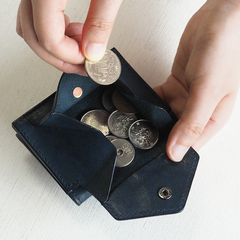 ANNAK Small Wallet Compact Trifold Mini Wallet Tochigi Leather Navy [AK20TA-B0004-NVY] 