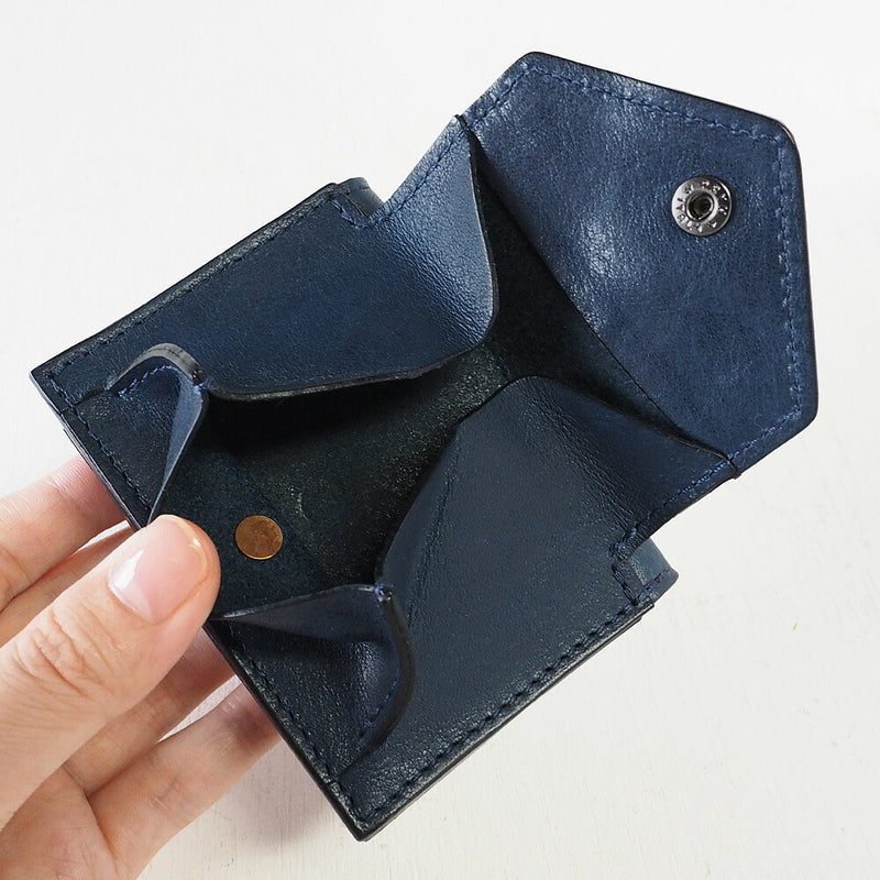 ANNAK Small Wallet Compact Trifold Mini Wallet Tochigi Leather Navy [AK20TA-B0004-NVY] 