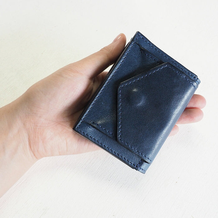 ANNAK Small Wallet Compact Trifold Mini Wallet Tochigi Leather Navy [AK20TA-B0004-NVY] 