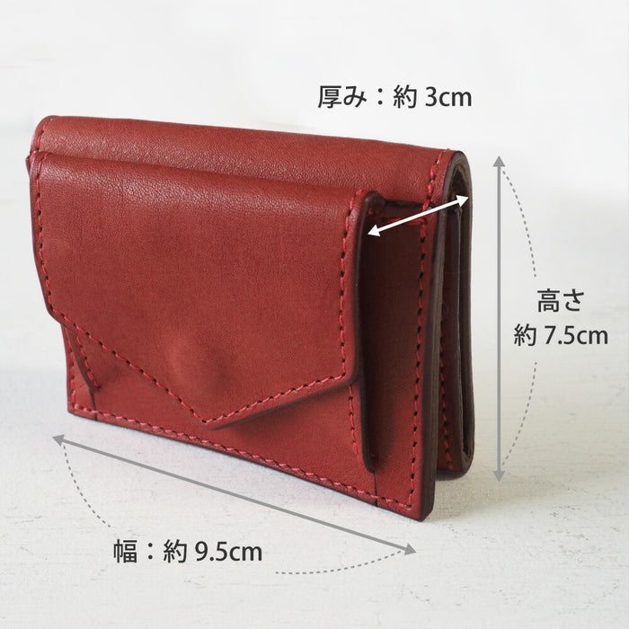 ANNAK Small Wallet Compact Trifold Mini Wallet Tochigi Leather Red [AK20TA-B0004-RED] 