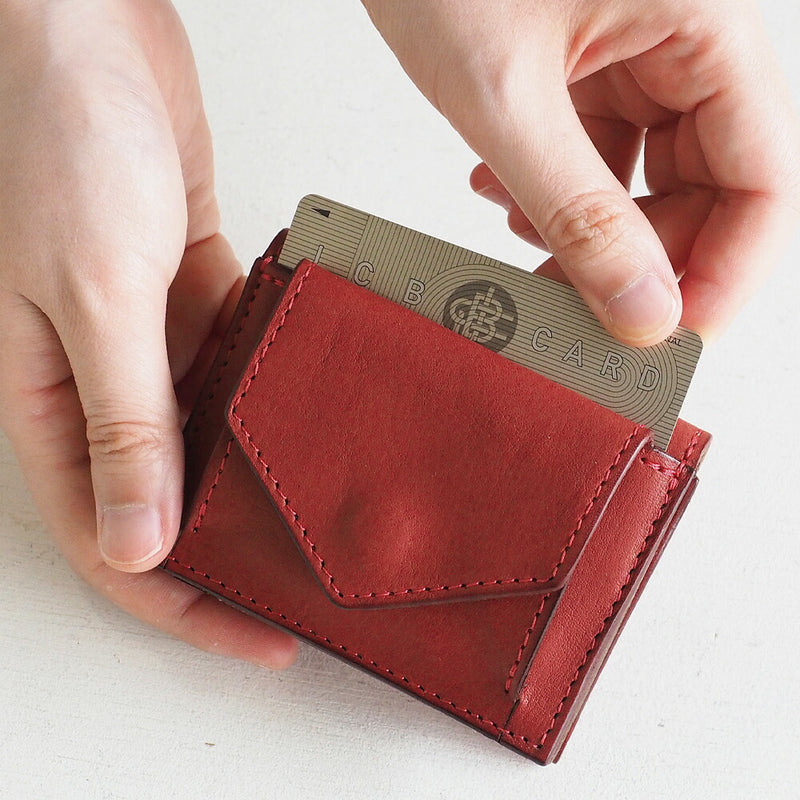 ANNAK Small Wallet Compact Trifold Mini Wallet Tochigi Leather Red [AK20TA-B0004-RED] 