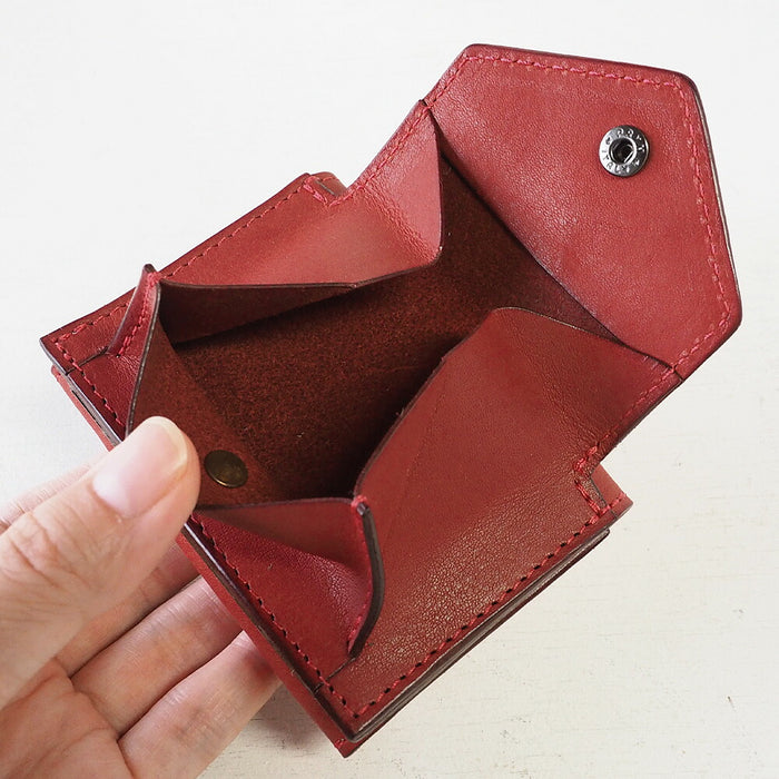 ANNAK(アナック) 小さい財布 コンパクト 三つ折り ミニウォレット 栃木レザー レッド [AK20TA-B0004-RED]