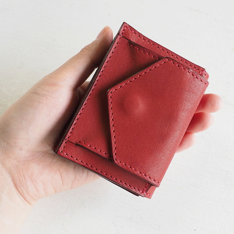 ANNAK Small Wallet Compact Trifold Mini Wallet Tochigi Leather Red [AK20TA-B0004-RED] 
