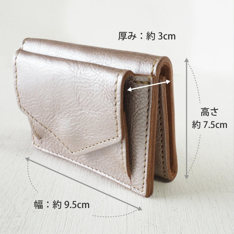 ANNAK Small Wallet Compact Trifold Mini Wallet Tochigi Leather Pink Silver [AK20TA-B0004-SLV] 