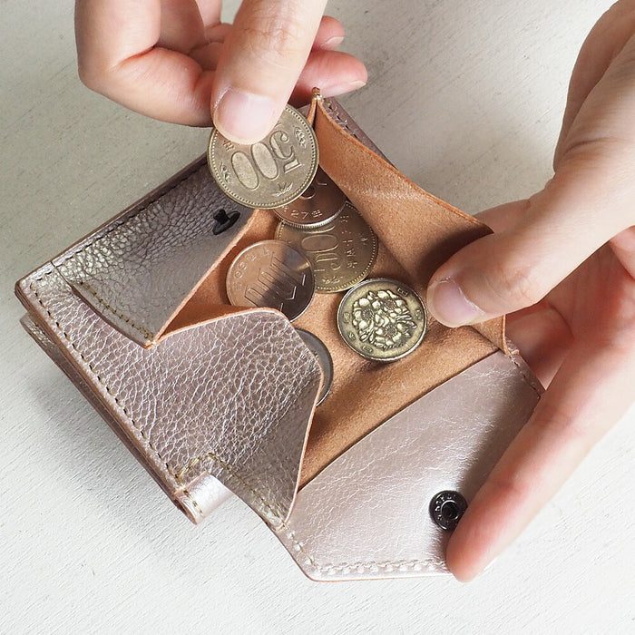 ANNAK Small Wallet Compact Trifold Mini Wallet Tochigi Leather Pink Silver [AK20TA-B0004-SLV] 