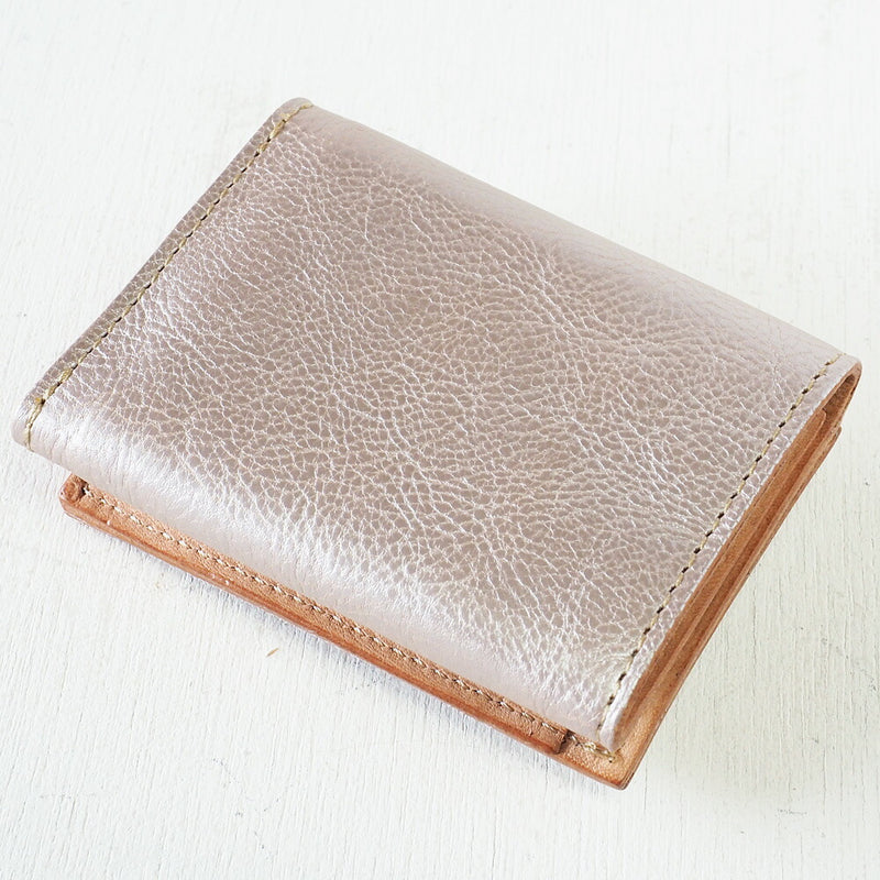 ANNAK Small Wallet Compact Trifold Mini Wallet Tochigi Leather Pink Silver [AK20TA-B0004-SLV] 
