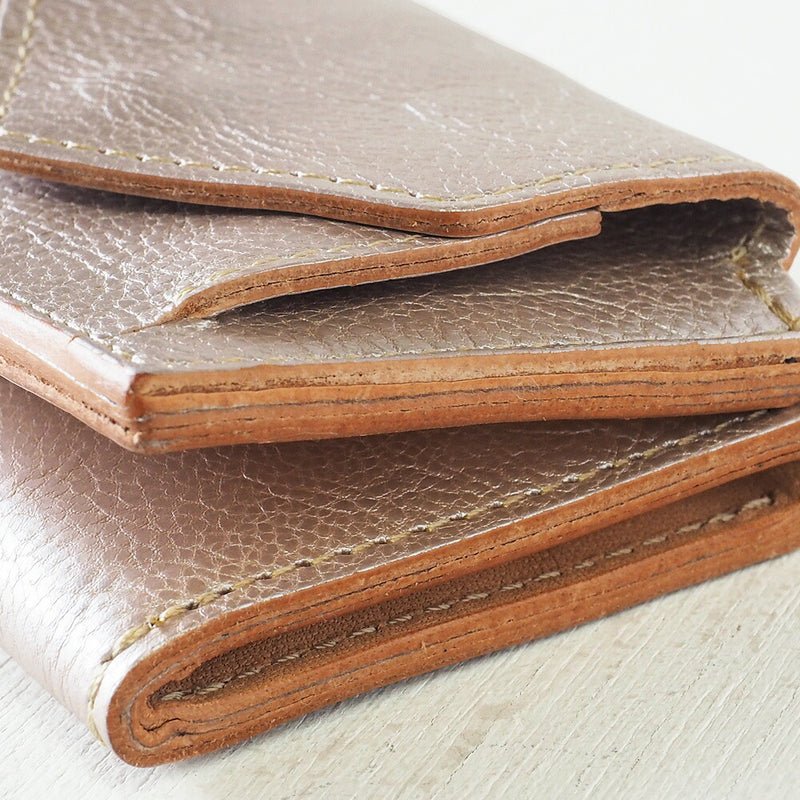 ANNAK Small Wallet Compact Trifold Mini Wallet Tochigi Leather Pink Silver [AK20TA-B0004-SLV] 