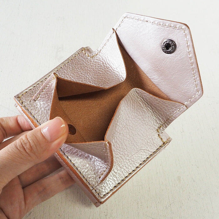 ANNAK Small Wallet Compact Trifold Mini Wallet Tochigi 皮革 粉色 銀色 [AK20TA-B0004-SLV] 