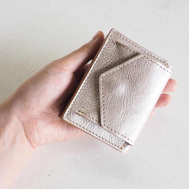 ANNAK Small Wallet Compact Trifold Mini Wallet Tochigi Leather Pink Silver [AK20TA-B0004-SLV] 