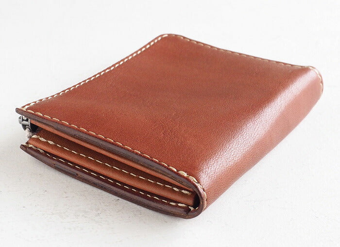 ANNAK Tochigi Leather One Action L-shaped Compact Wallet All Leather Beige [AK20TA-B0005-BEG] 
