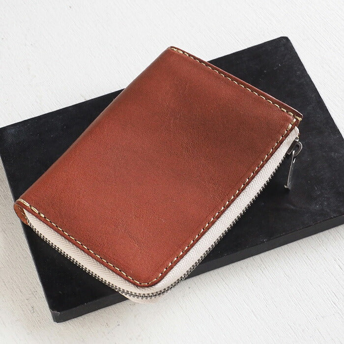 ANNAK Tochigi Leather One Action L-shaped Compact Wallet All Leather Beige [AK20TA-B0005-BEG] 