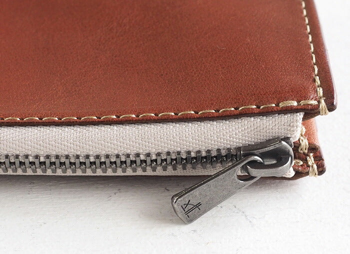 ANNAK Tochigi Leather One Action L-shaped Compact Wallet All Leather Beige [AK20TA-B0005-BEG] 