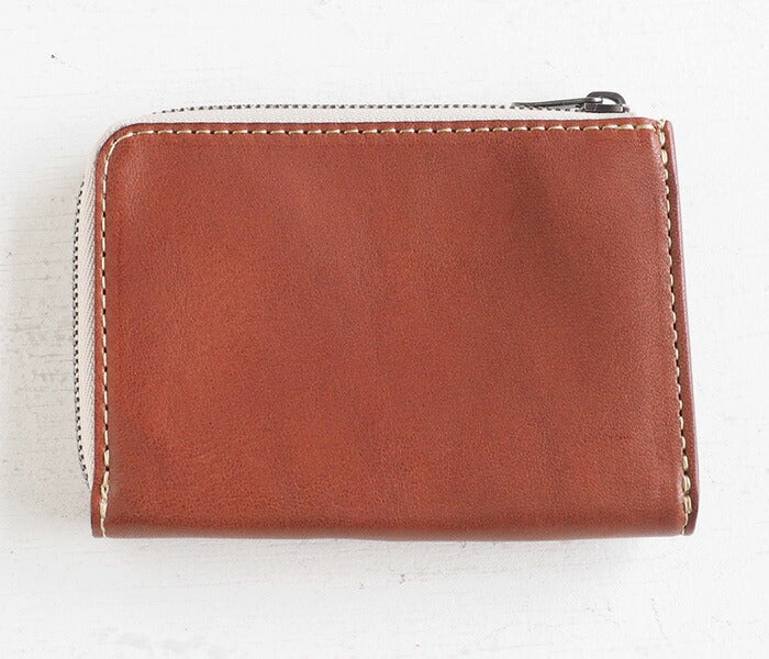 ANNAK Tochigi Leather One Action L-shaped Compact Wallet All Leather Beige [AK20TA-B0005-BEG] 