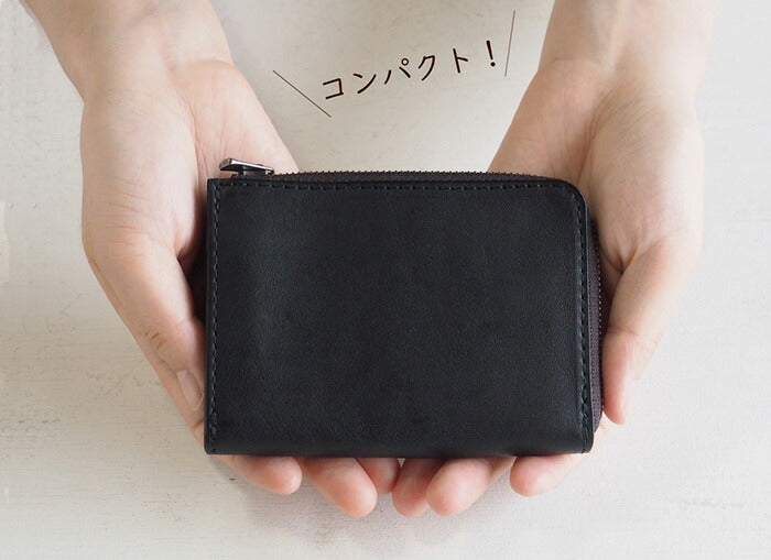 ANNAK Tochigi Leather One Action L-shaped Compact Wallet All Leather Black [AK20TA-B0005-BLK] 