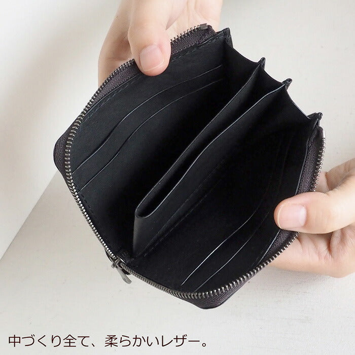 ANNAK Tochigi Leather One Action L-shaped Compact Wallet All Leather Black [AK20TA-B0005-BLK] 