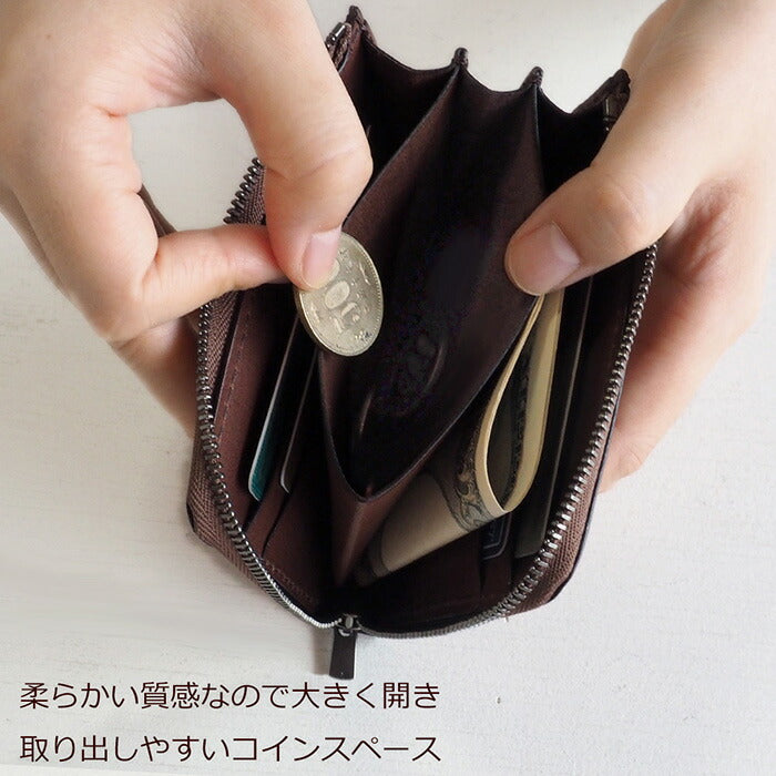 ANNAK Tochigi Leather One Action L-shaped Compact Wallet All Leather Dark Brown [AK20TA-B0005-DBR] 