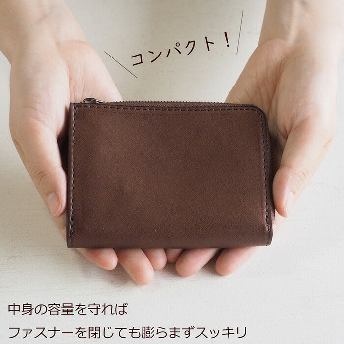 ANNAK Tochigi Leather One Action L-shaped Compact Wallet All Leather Dark Brown [AK20TA-B0005-DBR] 