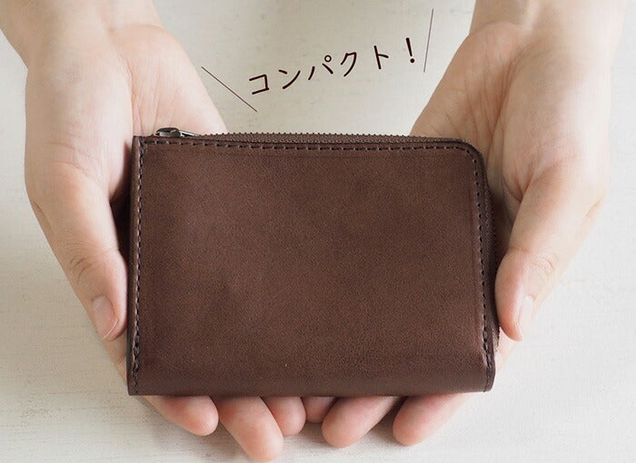 ANNAK Tochigi Leather One Action L-shaped Compact Wallet All Leather Dark Brown [AK20TA-B0005-DBR] 