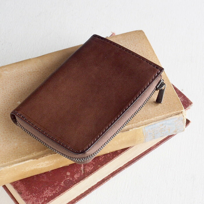 ANNAK Tochigi Leather One Action L-shaped Compact Wallet All Leather Dark Brown [AK20TA-B0005-DBR] 