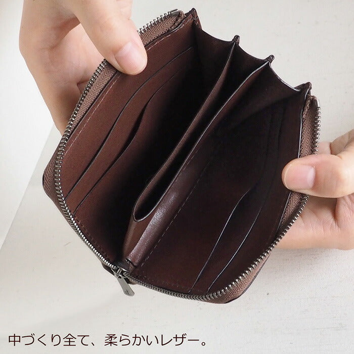 ANNAK Tochigi Leather One Action L-shaped Compact Wallet All Leather Dark Brown [AK20TA-B0005-DBR] 