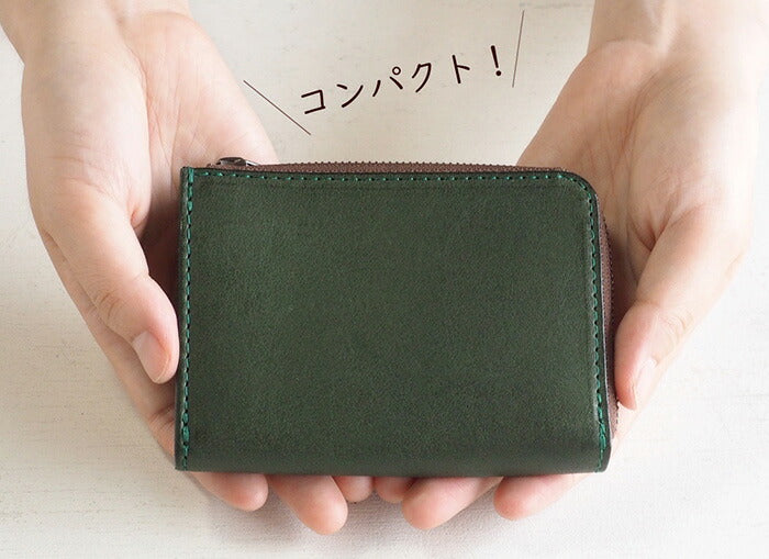 ANNAK Tochigi Leather One Action L-shaped Compact Wallet All Leather Green [AK20TA-B0005-GRN] 