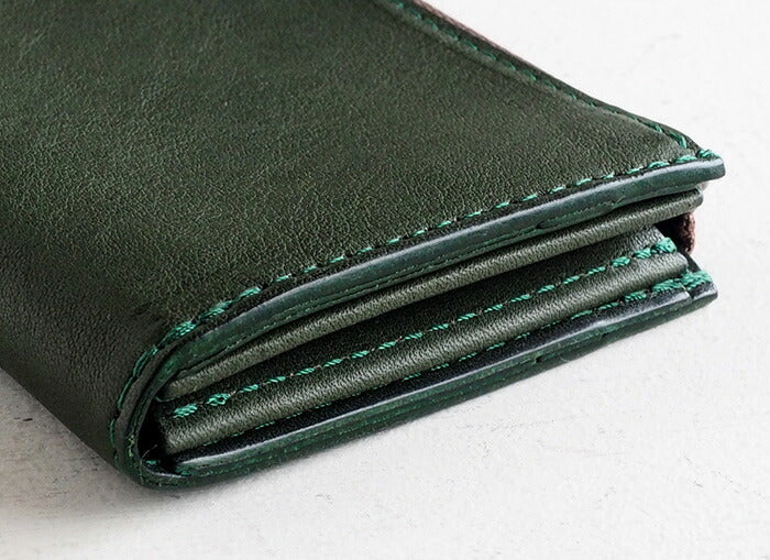 ANNAK Tochigi Leather One Action L-shaped Compact Wallet All Leather Green [AK20TA-B0005-GRN] 