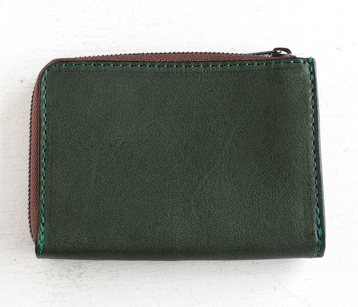 ANNAK Tochigi Leather One Action L-shaped Compact Wallet All Leather Green [AK20TA-B0005-GRN] 