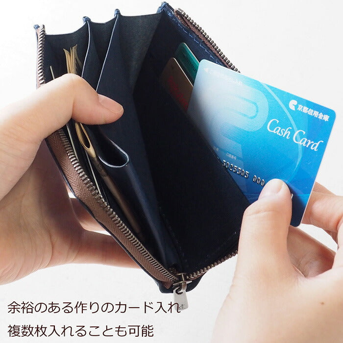 ANNAK Tochigi Leather One Action L-shaped Compact Wallet All Leather Navy [AK20TA-B0005-NVY] 