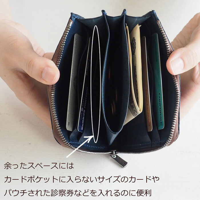 ANNAK Tochigi Leather One Action L-shaped Compact Wallet All Leather Navy [AK20TA-B0005-NVY] 