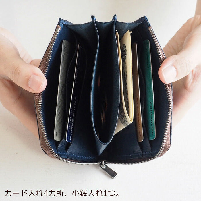 ANNAK Tochigi Leather One Action L-shaped Compact Wallet All Leather Navy [AK20TA-B0005-NVY] 
