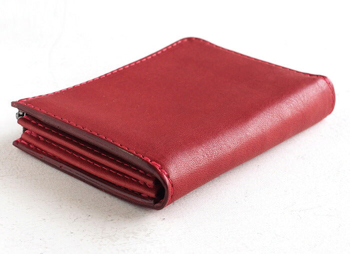 ANNAK Tochigi Leather One Action L-shaped Compact Wallet All Leather Red [AK20TA-B0005-RED] 