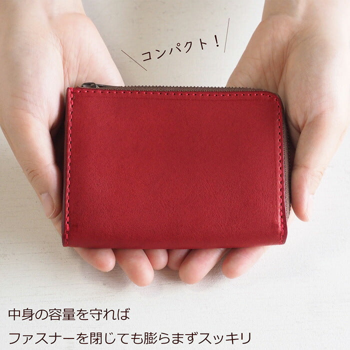 ANNAK Tochigi Leather One Action L-shaped Compact Wallet All Leather Red [AK20TA-B0005-RED] 