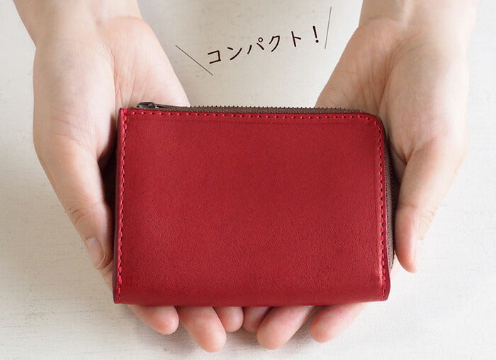 ANNAK Tochigi Leather One Action L-shaped Compact Wallet All Leather Red [AK20TA-B0005-RED] 