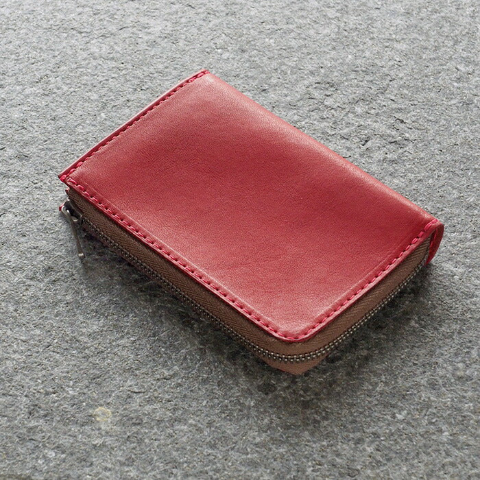 ANNAK Tochigi Leather One Action L-shaped Compact Wallet All Leather Red [AK20TA-B0005-RED] 