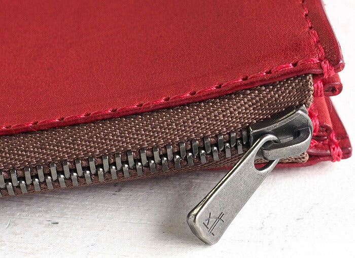 ANNAK Tochigi Leather One Action L-shaped Compact Wallet All Leather Red [AK20TA-B0005-RED] 