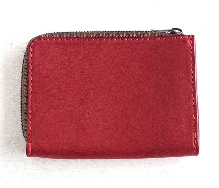 ANNAK Tochigi Leather One Action L-shaped Compact Wallet All Leather Red [AK20TA-B0005-RED] 