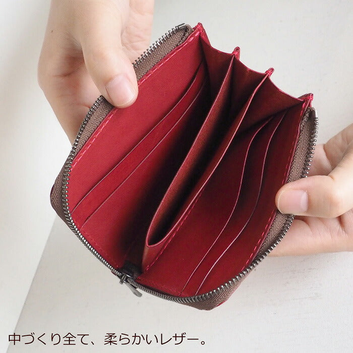 ANNAK Tochigi Leather One Action L-shaped Compact Wallet All Leather Red [AK20TA-B0005-RED] 