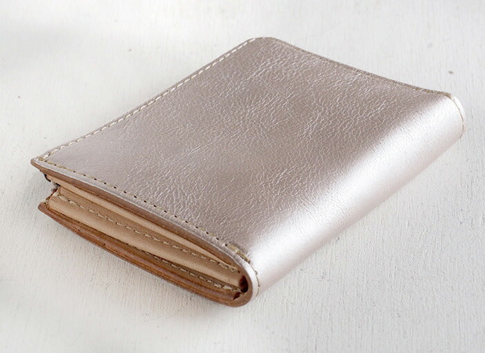 ANNAK Tochigi Leather One Action L-shaped Compact Wallet All Leather Pink Silver [AK20TA-B0005-SLV] 