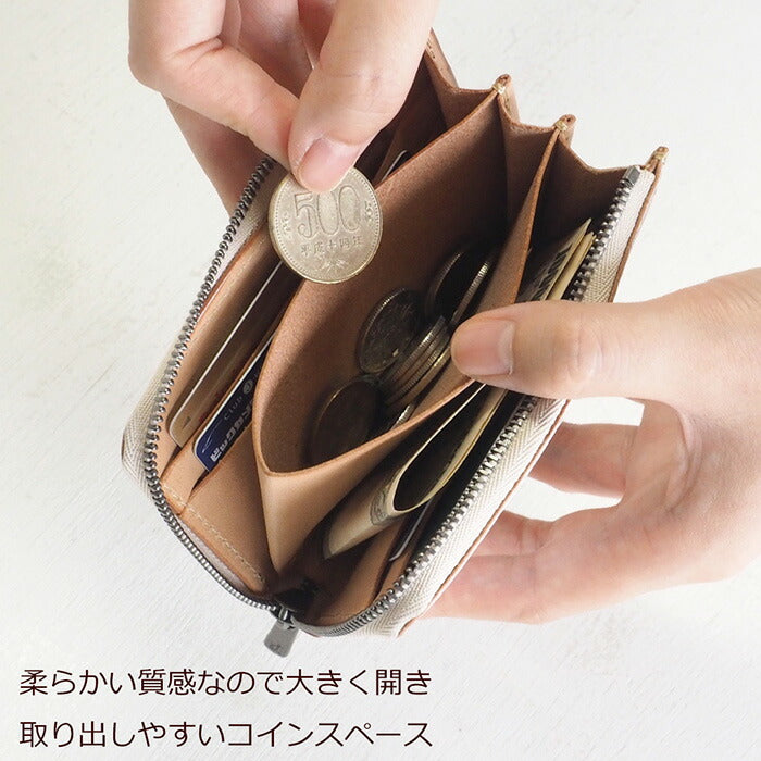 ANNAK Tochigi Leather One Action L-shaped Compact Wallet All Leather Pink Silver [AK20TA-B0005-SLV] 